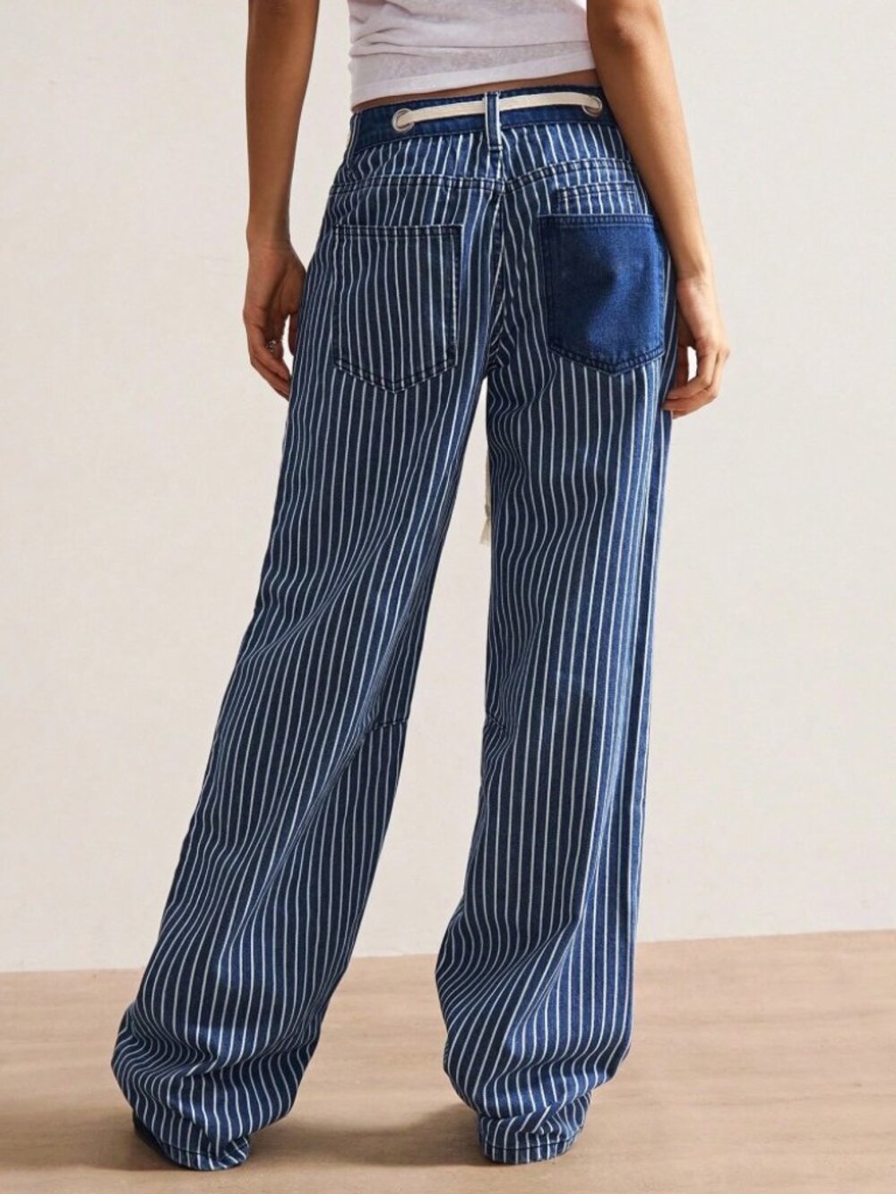 Dark Wash Stripe Cargo Denim Pants - Picture 7 of 8